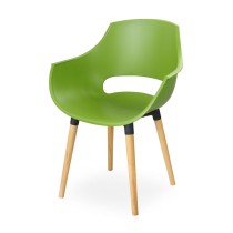 Chaise SOTUFAB Cosmos avec socle en bois - Vert olive