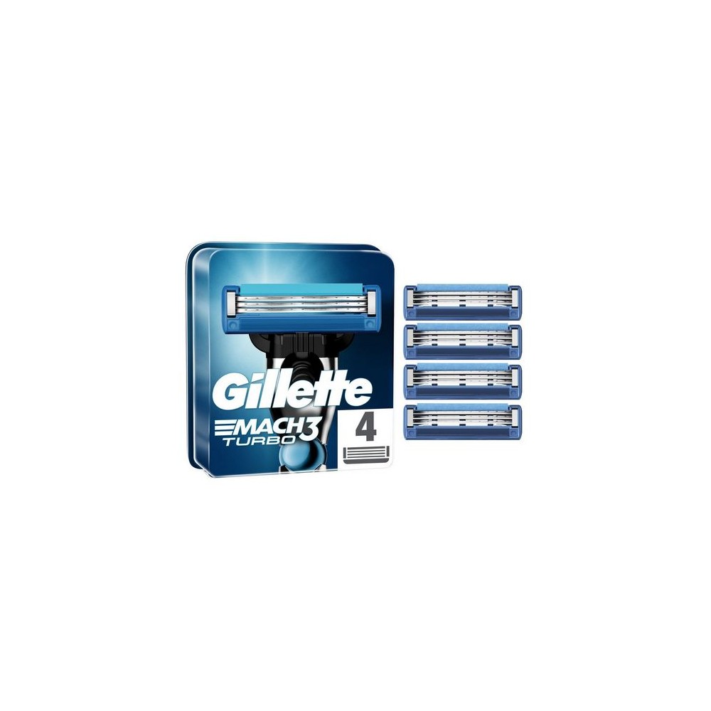 Gillette Mach3 Turbo - Lot de 4 lames de rasoir de rechange, pour homme