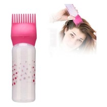 Bouteille Applicatrice avec Peigne en Plastique pour Application Facile de Teinture des Cheveux - Rose -