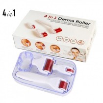 Derma Roller Coffret 4en1 - 3 Rouleaux de Massage et Soins du Visage + Réservoir de Désinfection