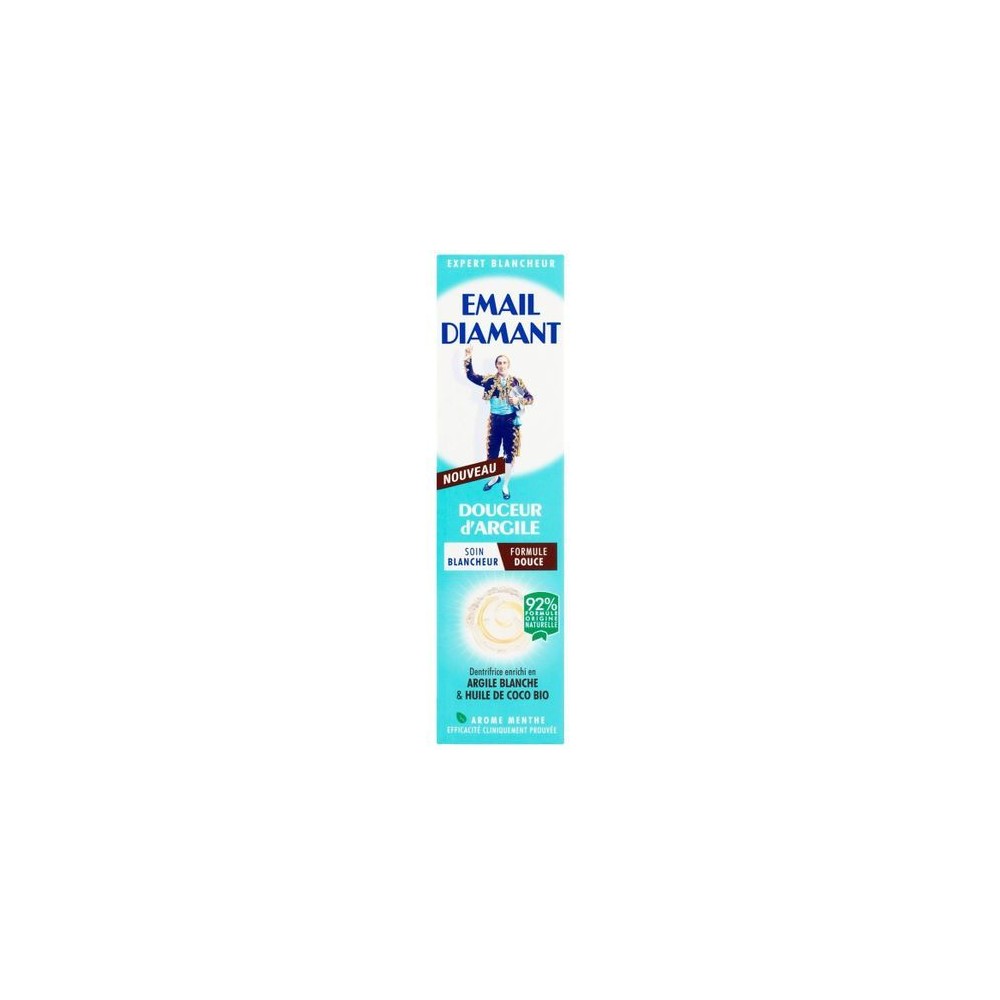 Email Diamant Dentifrice Douceur D'Argile Blanche et Huile de Coco Bio  75ml